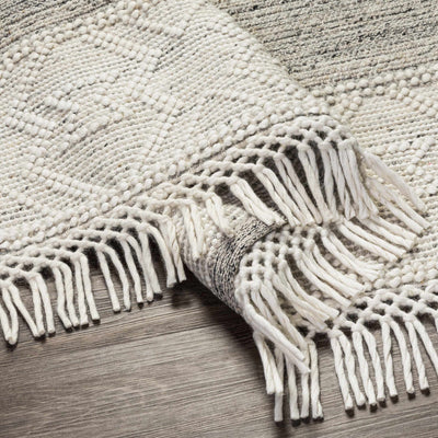 Cream Magnaga Wool Blend Braided Tassel Area Rug - Clearance