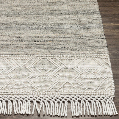 Cream Magnaga Wool Blend Braided Tassel Area Rug - Clearance