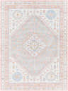 Close-up of Maha Washable Area Rug. Traditional farmhouse style with bone, driftwood, mocha, and steel colors. Design-Rectangle-537