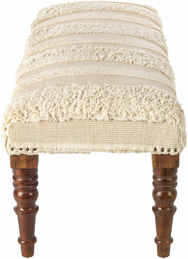 Manzaneque Chenille Striped Beige Bench