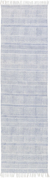 Durbin Indigo/White Cotton Flatweave Clearance Rug - Clearance