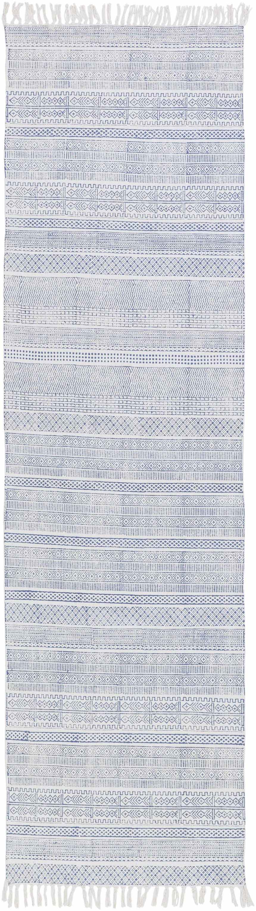 Durbin Indigo/White Cotton Flatweave Clearance Rug - Clearance