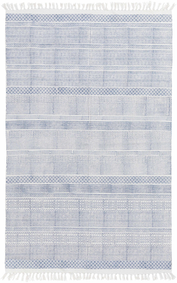 Durbin Indigo/White Cotton Flatweave Clearance Rug - Clearance