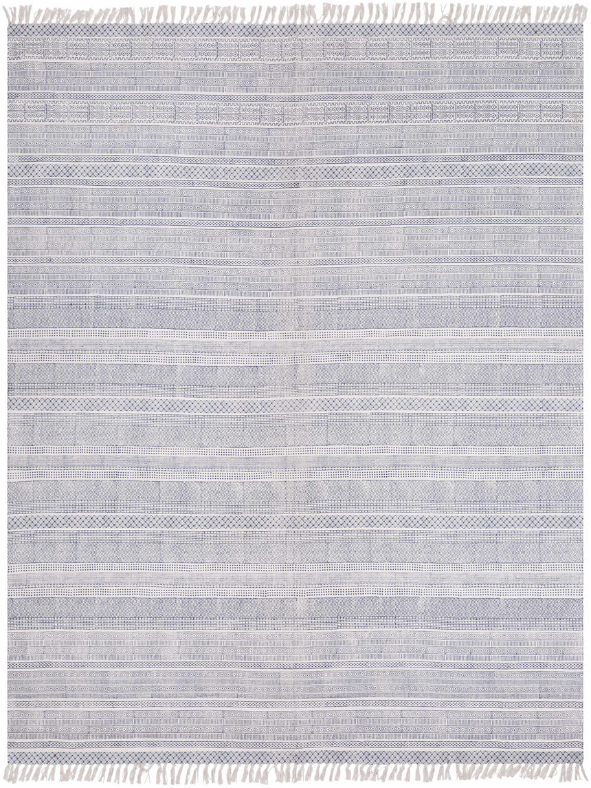 Durbin Indigo/White Cotton Flatweave Clearance Rug - Clearance