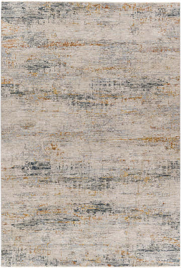 Close-up of the Midhurst Luxe Rug. Abstract design in cream, brick red, dusty sage, gray, mustard, and teal. Design-Rectangle-6796