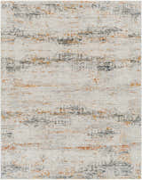Close-up of the Midhurst Luxe Rug; a contemporary rug with brick red, cream, dusty sage, and gray abstract pattern. Design-Rectangle-710103