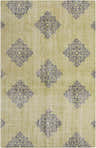 Close-up of the Milbank Area Carpet. Green wool rug with a traditional black diamond medallion pattern. Hand-knotted texture. Design-Rectangle-5686