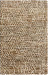 Close-up of the Milbridge Clearance Jute Rug. Hand-knotted rug with beige and brown tones and a contemporary geometric pattern. Design-Rectangle-58