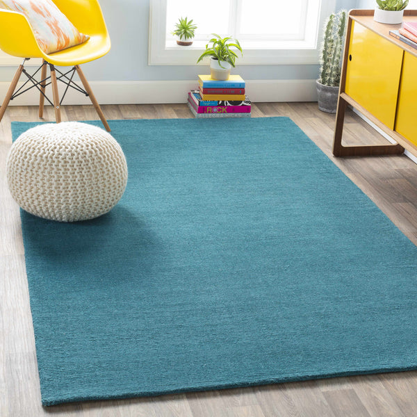 Brockton Solid Wool Teal Area Rug