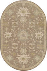 Oval Hazen Hand Tufted Beige 1149 Area Rug with a traditional floral pattern in beige, sage, and brown hues. Design-Oval-69