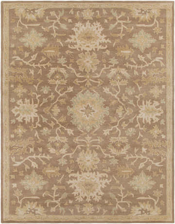 Detailed floral pattern on the Hazen Hand Tufted Beige 1149 Area Rug. Wool rug in beige, brown, gray, and sage. Design-Rectangle-7696