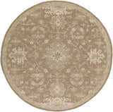 Round Hazen Hand Tufted Beige 1149 Area Rug. Wool rug with beige, sage, and brown floral pattern. Traditional style. Design-Round-8