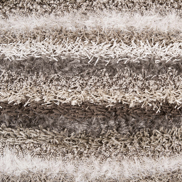 Mizan Gray Striped Plush 5x7 Area Rug - Clearance