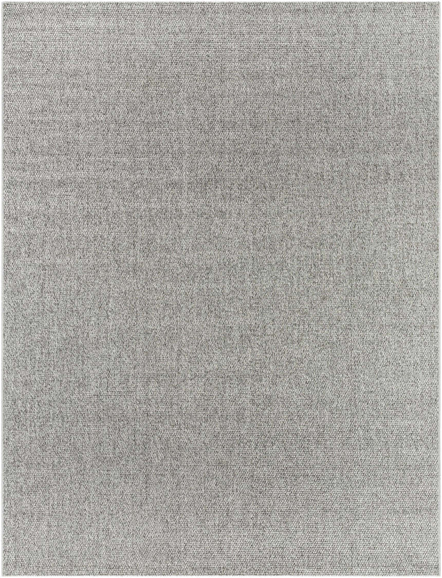 Close-up of the gray Medih Area Rug, featuring a subtle woven texture. Farmhouse, traditional, and transitional style. Design-Rectangle-7810