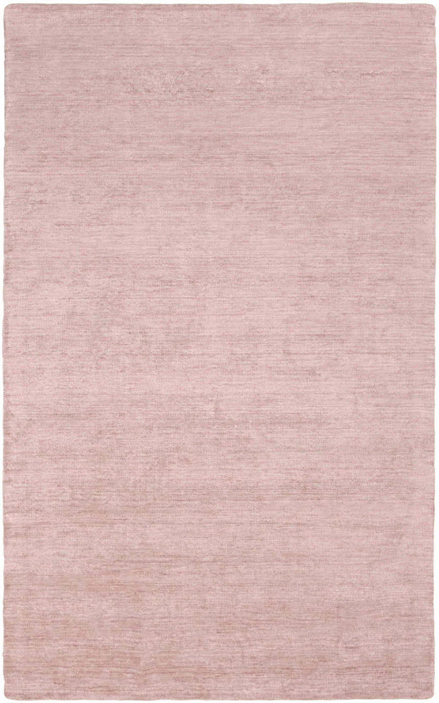 Close-up of the Millinocket Area Rug in dusty pink. Hand-loomed, contemporary style with a subtle horizontal texture. Design-Rectangle-575