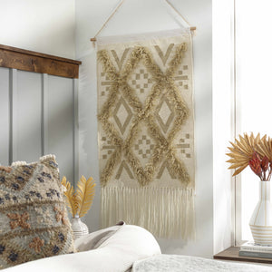 Malay Cream Diamond Fringe Wall Hanging