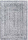 Close-up of Mandaon Area Rug, charcoal and cream geometric pattern, traditional style. Design-Rectangle-537