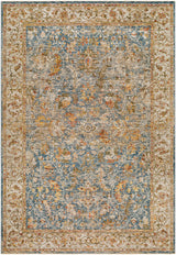 Asabi Blue Textured Rug with Fringes
