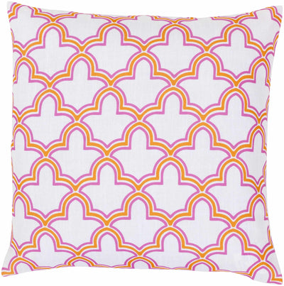 Meno White Pink Trellis Pattern Throw Pillow - Clearance