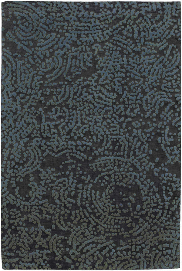 Pensacola Denim/Black Premium Wool&Viscose Rug - Clearance