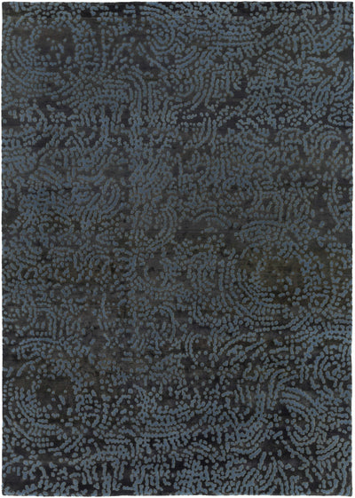 Pensacola Denim/Black Premium Wool&Viscose Rug - Clearance