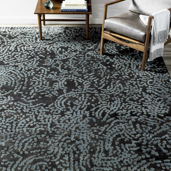 Pensacola Denim/Black Premium Wool&Viscose Rug - Clearance