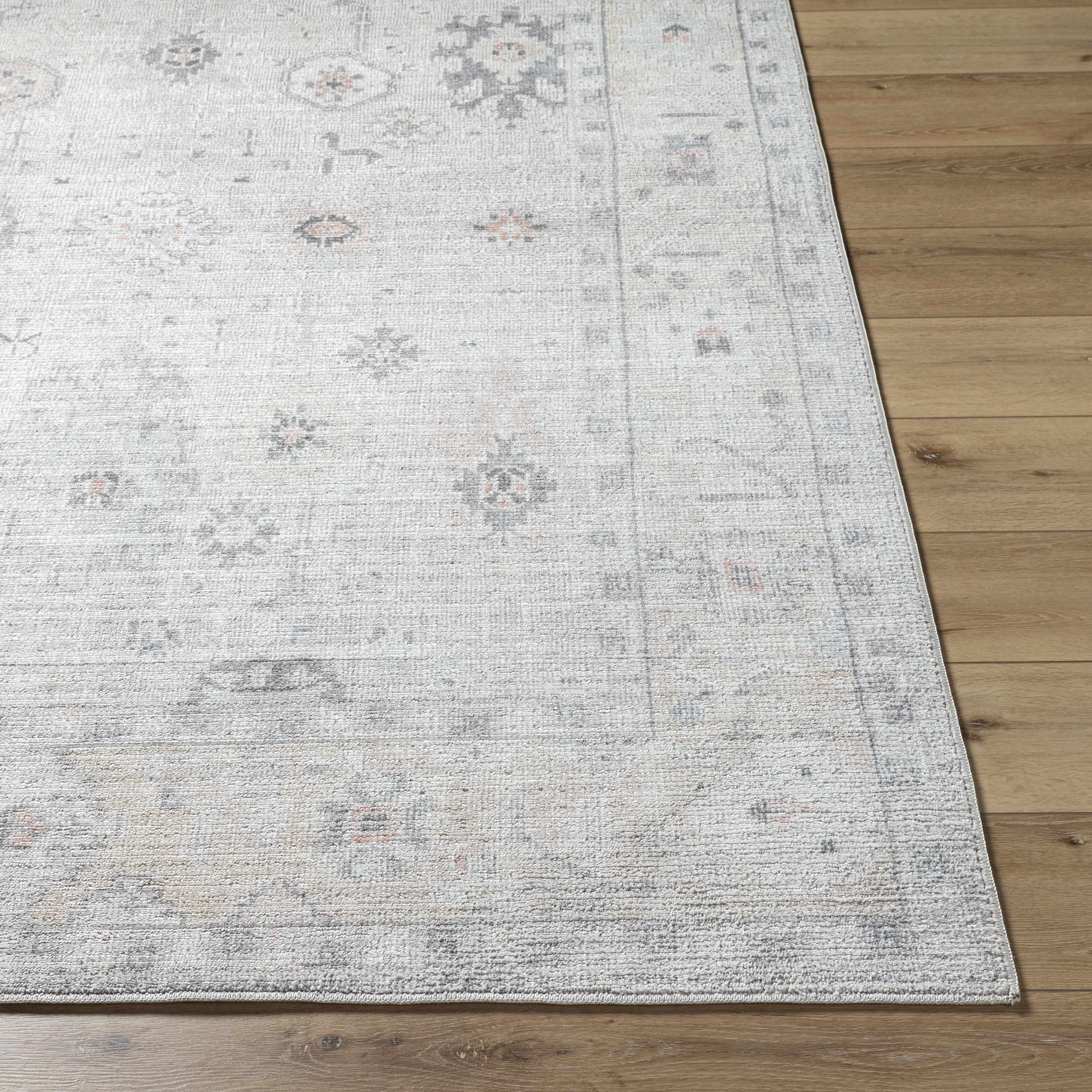 Straight-on shot of Umeko Area Rug, providing a full look at the design. Traditional Area Rug Backing  