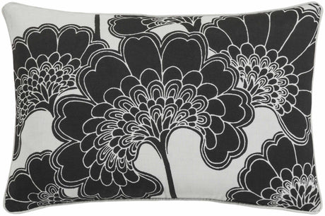 Montmorency Black Floral Elegance Throw Pillow - Clearance