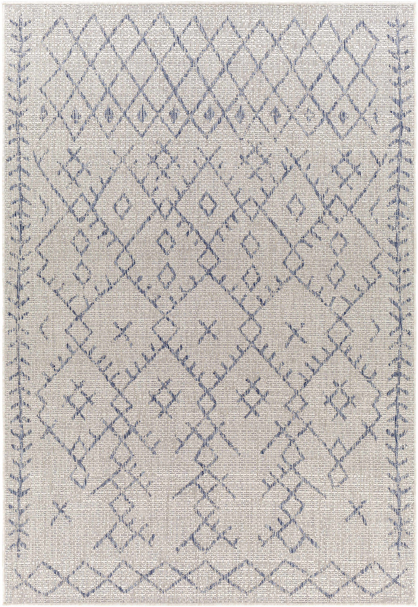 Maunawili Blue Detailed Gray Rug - Clearance