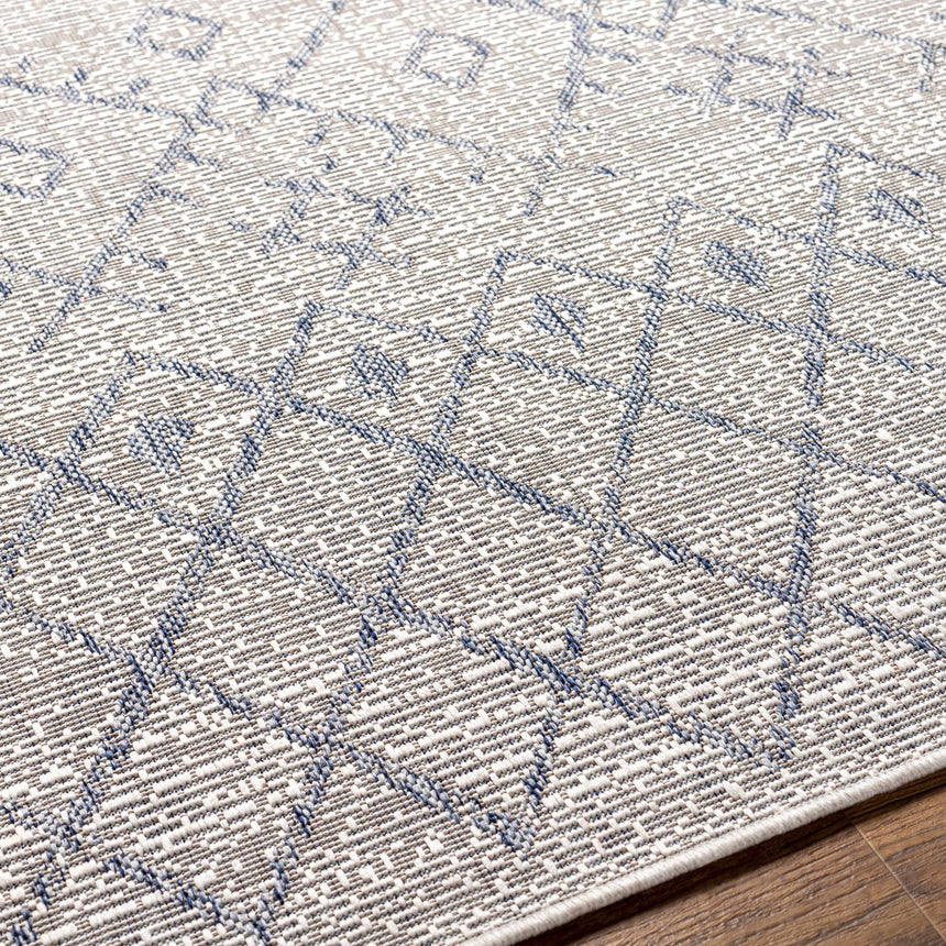 Maunawili Blue Detailed Gray Rug - Clearance