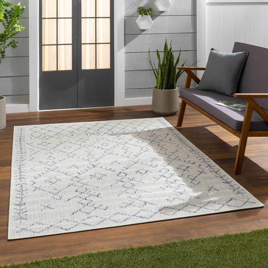Maunawili Blue Detailed Gray Rug - Clearance