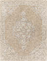 Close-up of the Modimolle Area Carpet. Beige rug with a traditional, Persian-inspired floral medallion and border pattern. Design-Rectangle-79
