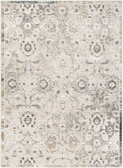 Moelfre Neutral Damask Area Rug