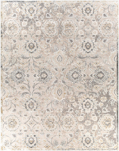 Moelfre Neutral Damask Area Rug