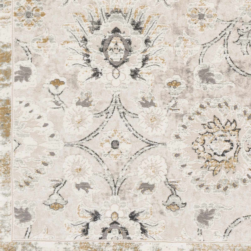 Moelfre Neutral Damask Area Rug