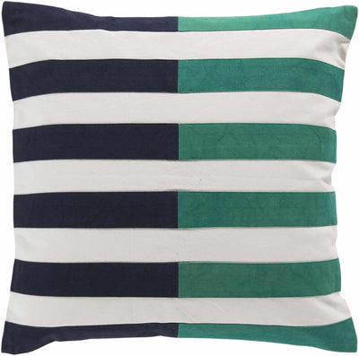 Monash  Green Navy Stripe Throw Pillow - Clearance
