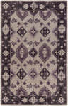Hand knotted Monon Area Carpet in dark plum, lavender, and gray wool with a traditional geometric pattern. Design-Rectangle-5686