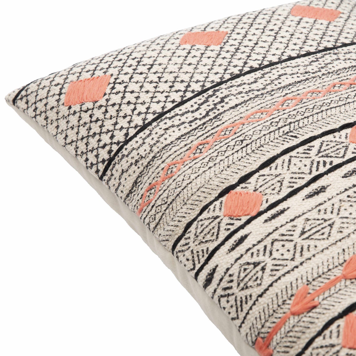 Moosic Beige Geometric Lumbar Pillow - Clearance