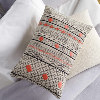 Moosic Beige Geometric Lumbar Pillow - Clearance