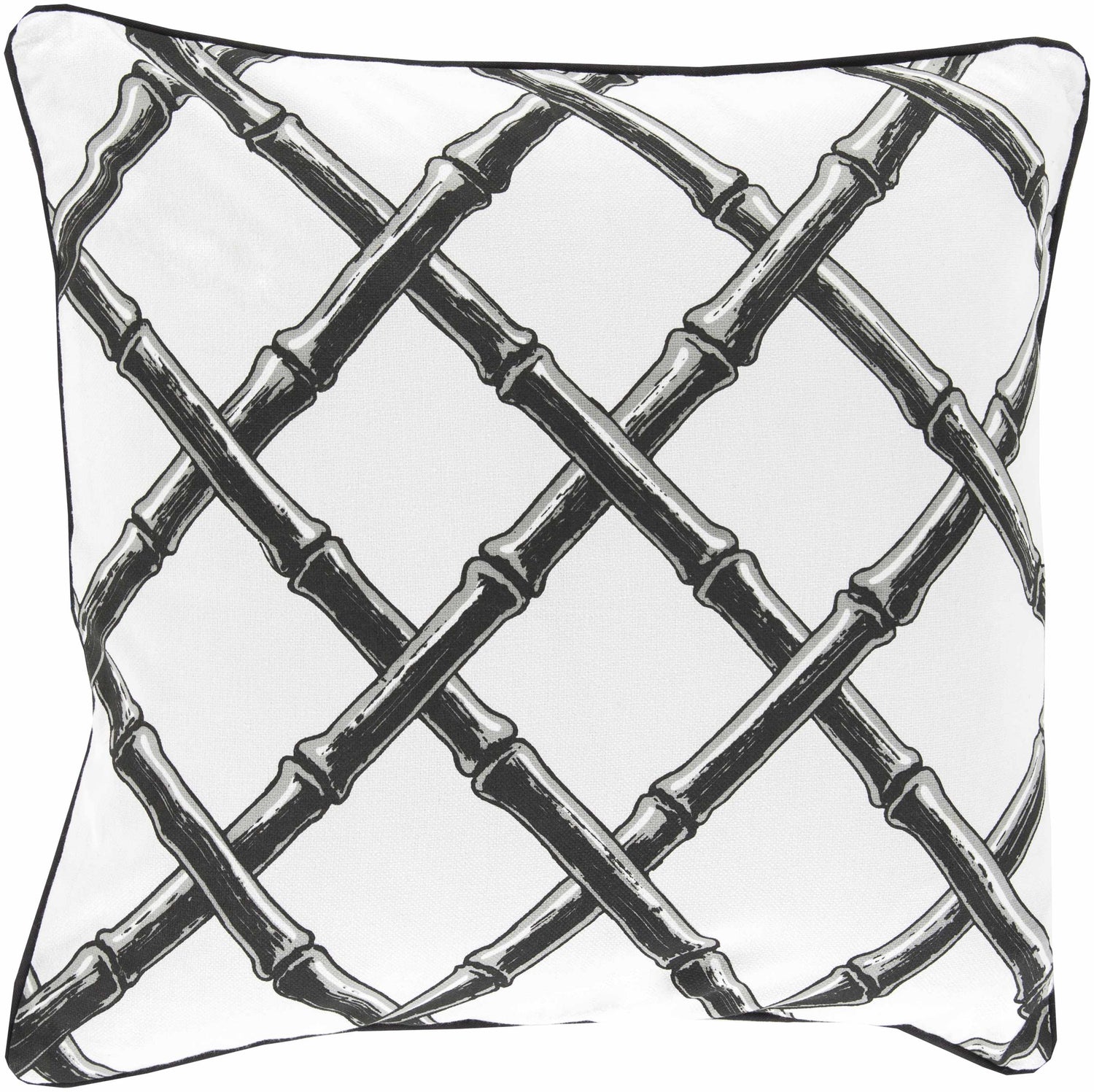 Moray Black & White Bamboo Pattern Accent Pillow - Clearance