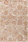 Close-up of the Morinville Area Rug, showcasing its traditional brick red, charcoal, and light beige oriental pattern. Design-Rectangle-575