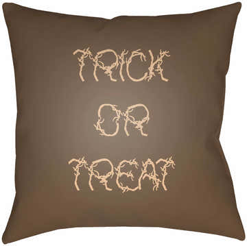 Halloween Trick or Treat Brown Outdoor Pillow