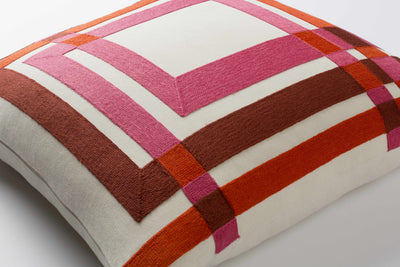 Mouldsworth Pink Geometric Square Accent Pillow - Clearance