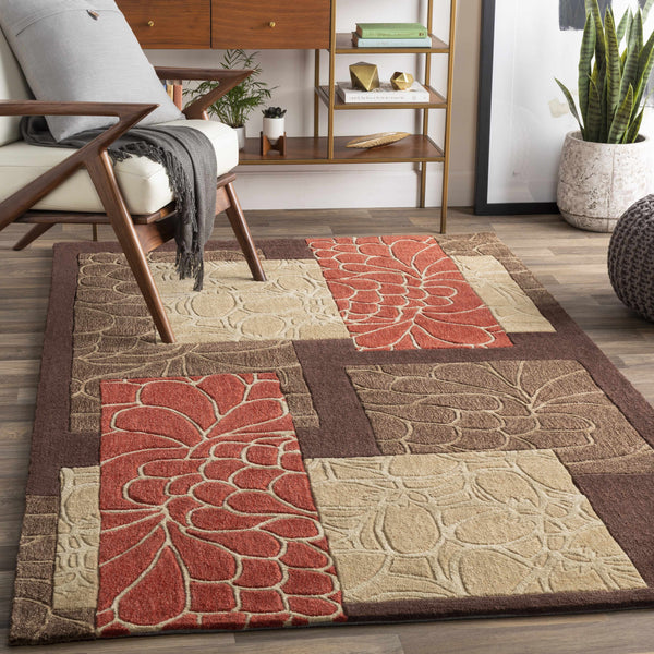 Brick Red-Brown Mosaic Area Rug - Clearance