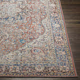 Close-up of the Cream Rust Maribojoc Medallion Washable Area Rug showing its oriental pattern and texture. Front