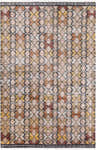 Overhead view of the Mercersburg Carpet, a hand-knotted rug with black, beige, orange, and red geometric patterns. Design-Rectangle