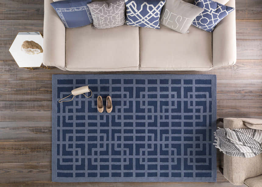 Murdoch Blue Geometric Pattern Throw Pillow - Clearance