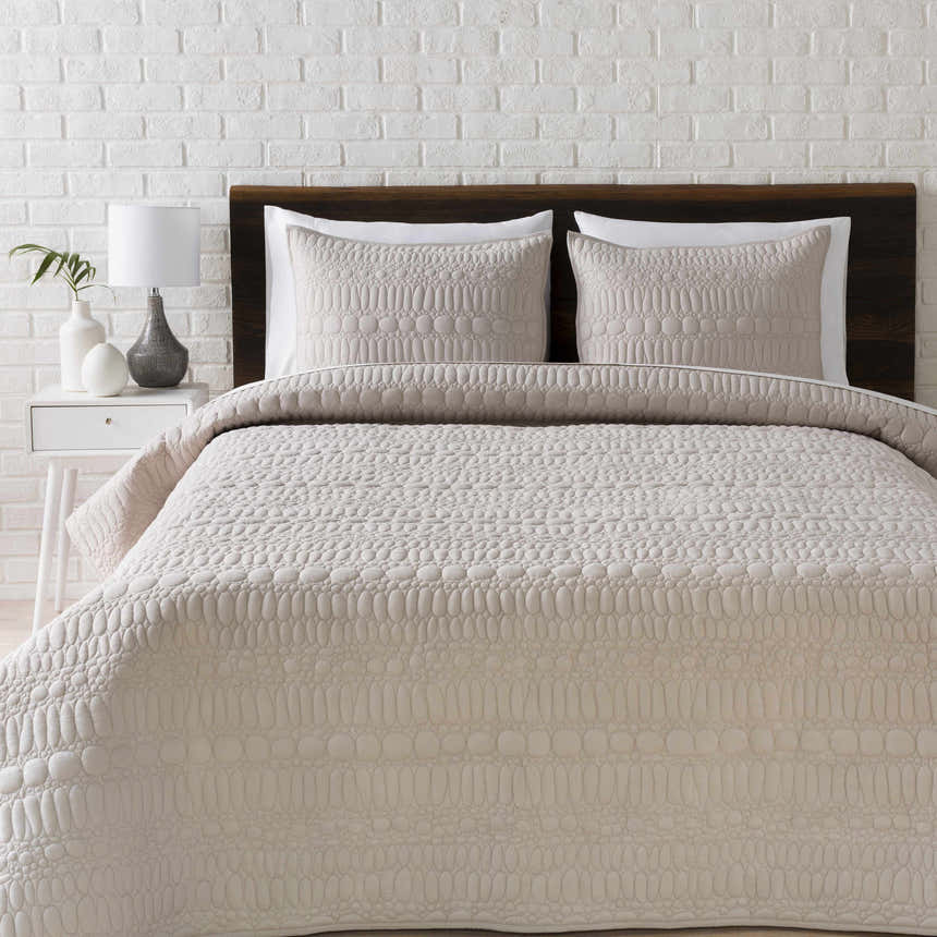 Margos Textured White Bedding - Clearance