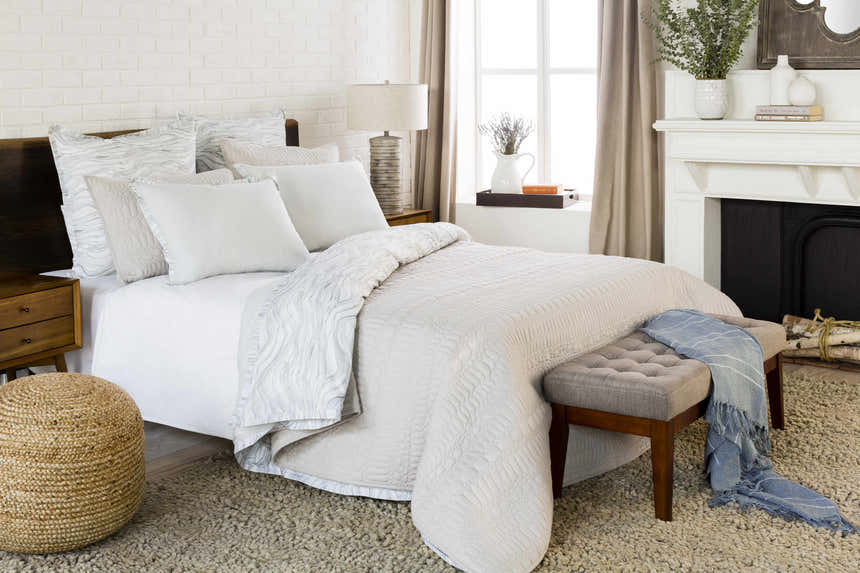 Margos Textured White Bedding - Clearance