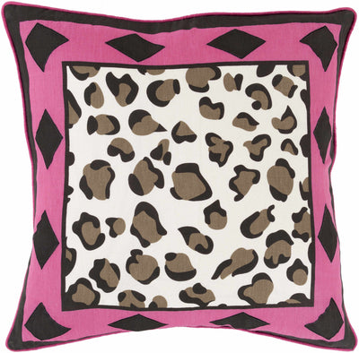 Kids Leopard Print Fuchsia Border Decorative Nursery Throw Pillow - Clearance